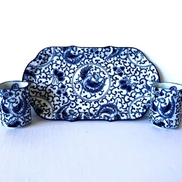 Japanese Tea Set - Phoenix Bird Porcelain - Picture 8 of 16